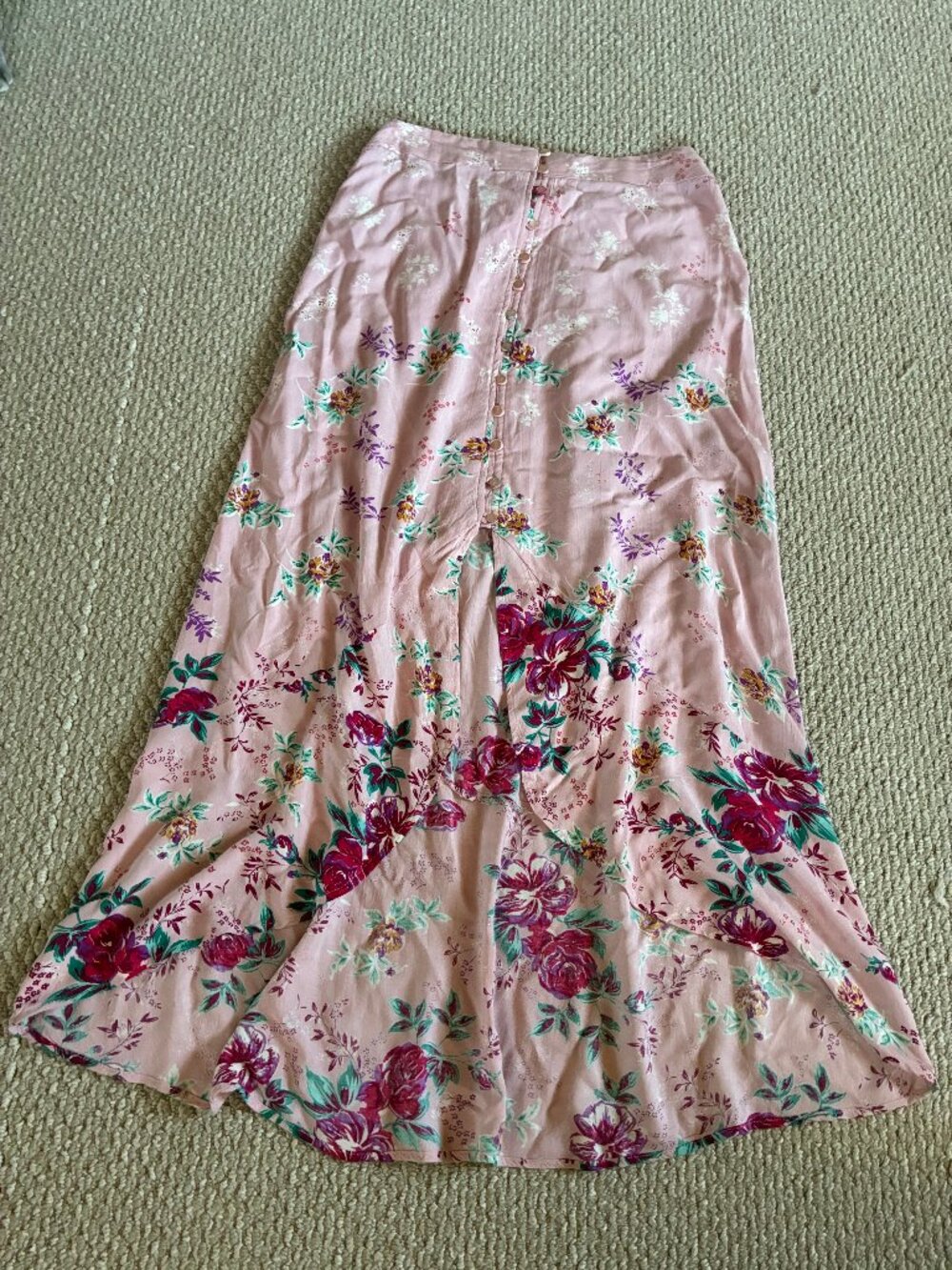 Angie Pink Floral Skirt High Low S/M Feminine Romantic Coastal Cowgirl